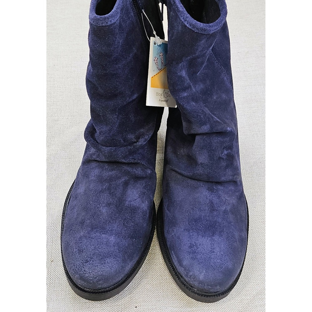 Bos & Co Barlow Deep Blue Suede Lace Up Ankle Boots Side Zip EU 42 US 11 New - Picture 3 of 16